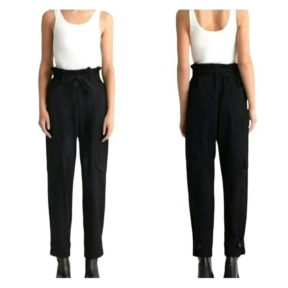 Edwin The Harlow Blk High-Rise Cargo Pants Sz 29 Belted Jeans Tapered Ankle NWT - Picture 7 of 8